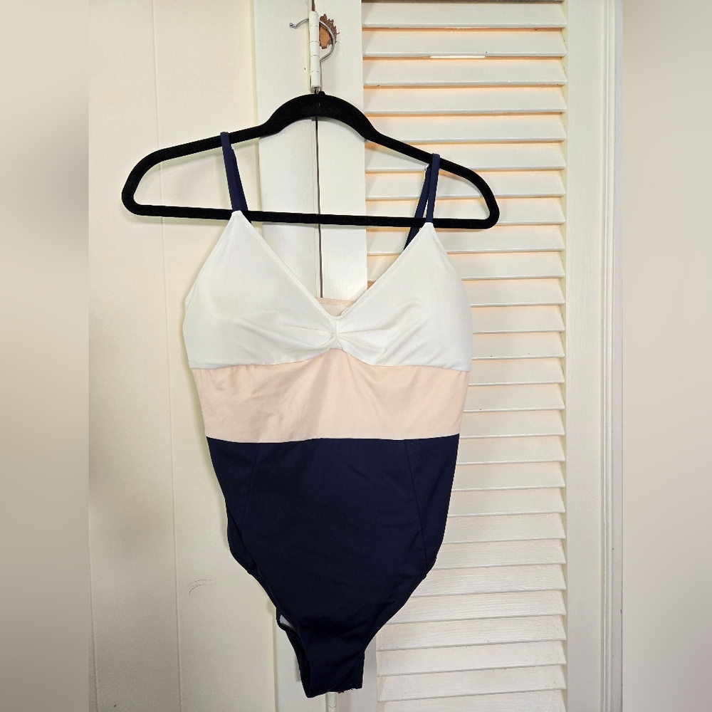 M Lively Navy, Pink, and White One Piece Colorblock Swimsuit